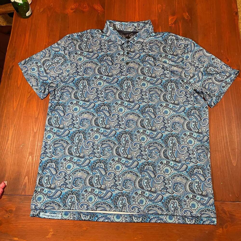 Robert Graham Polo Shirt Size 2XL Blue Paisley